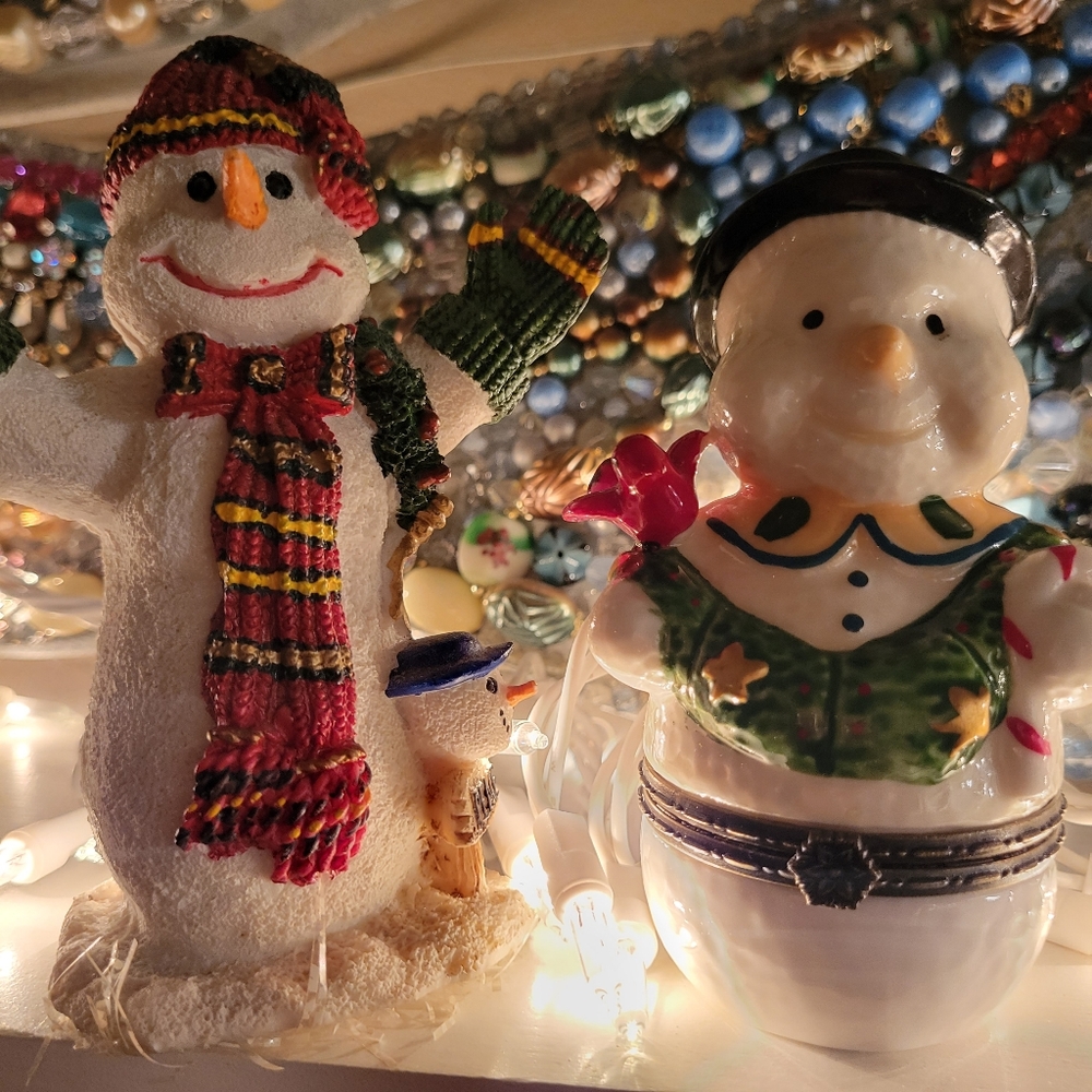 Snowman Christmas Bundle ~ 2 Figurines ~ Pin ~ Sachet ~ Holiday ~ Winter!